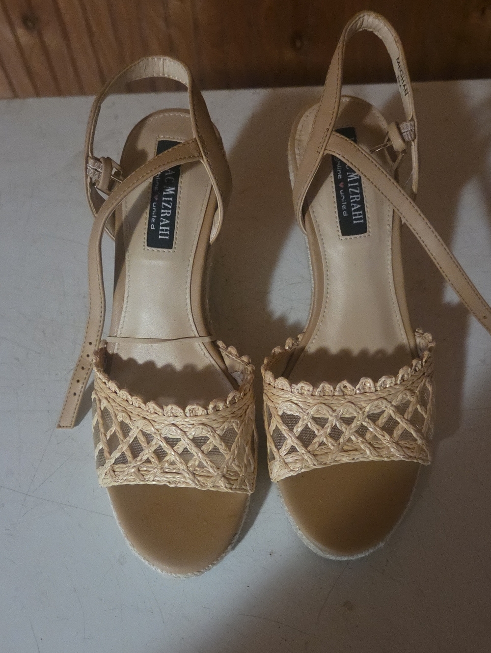 Isaac Mizrahi Beige Tan Braided Espadrille Slingback Sandals